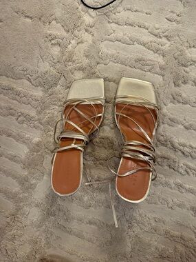 ASOS Metallic Gold Strappy Lace-Up Sandals